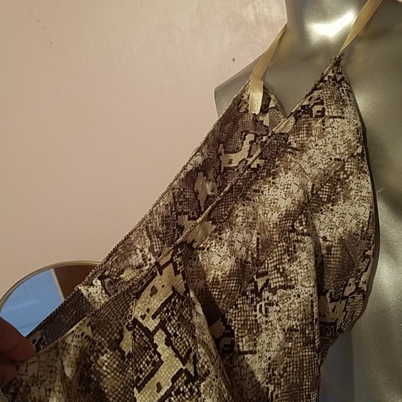 Python snakeskin backless dress snake top brown handmade tan beige small ooak - Picture 8 of 9